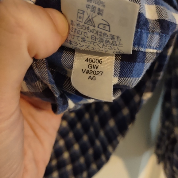 Lands' End Cotton Flannel Blue Plaid Button Down Shirt - Picture 8 of 11